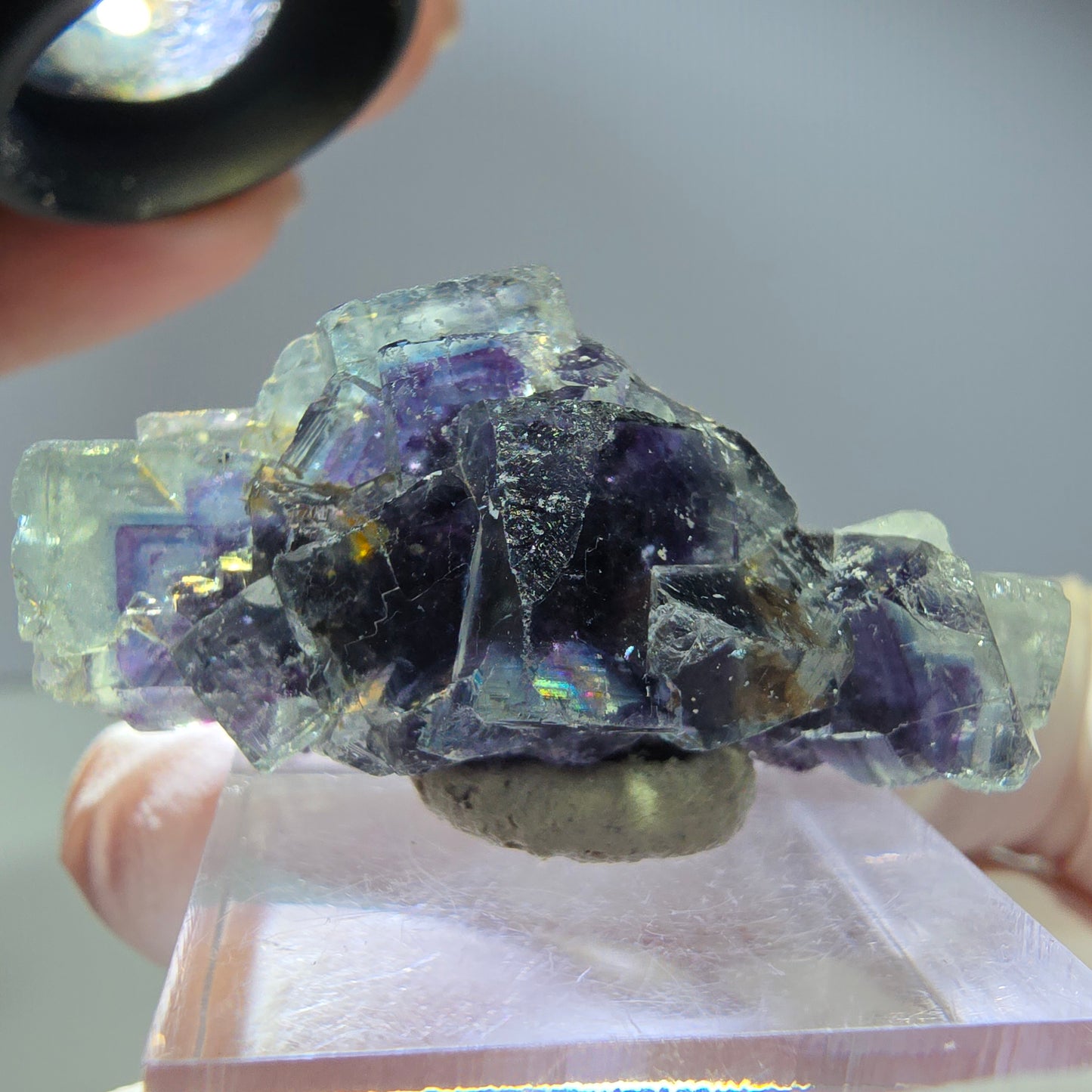 Phantom Fluorit Würfel Stufe, grün lila Okorusu, Namibia 40*20*17mm