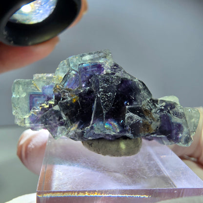 Phantom Fluorit Würfel Stufe, grün lila Okorusu, Namibia 40*20*17mm