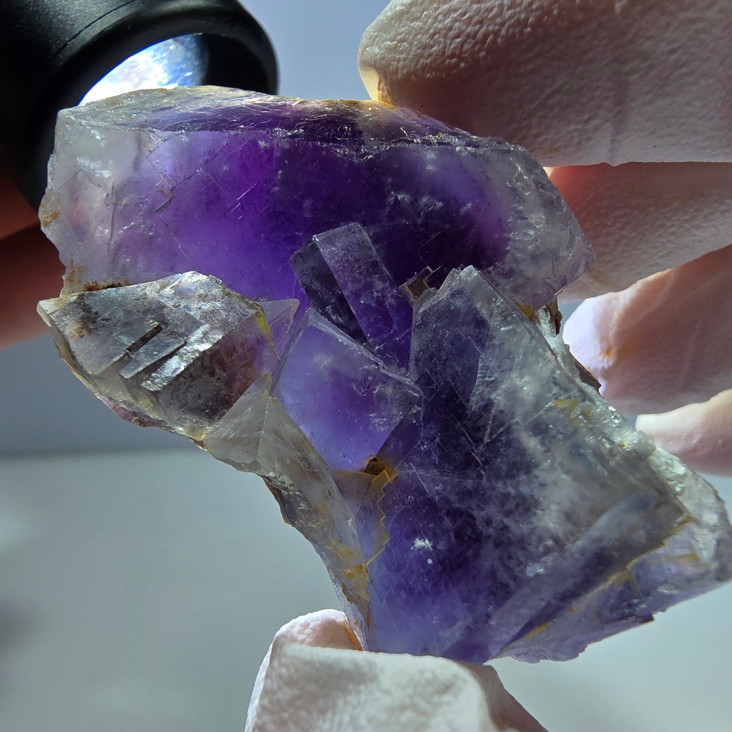 Phantom Fluorit Würfel Stufe, lila weiß Okorusu, Namibia 49*33*17mm