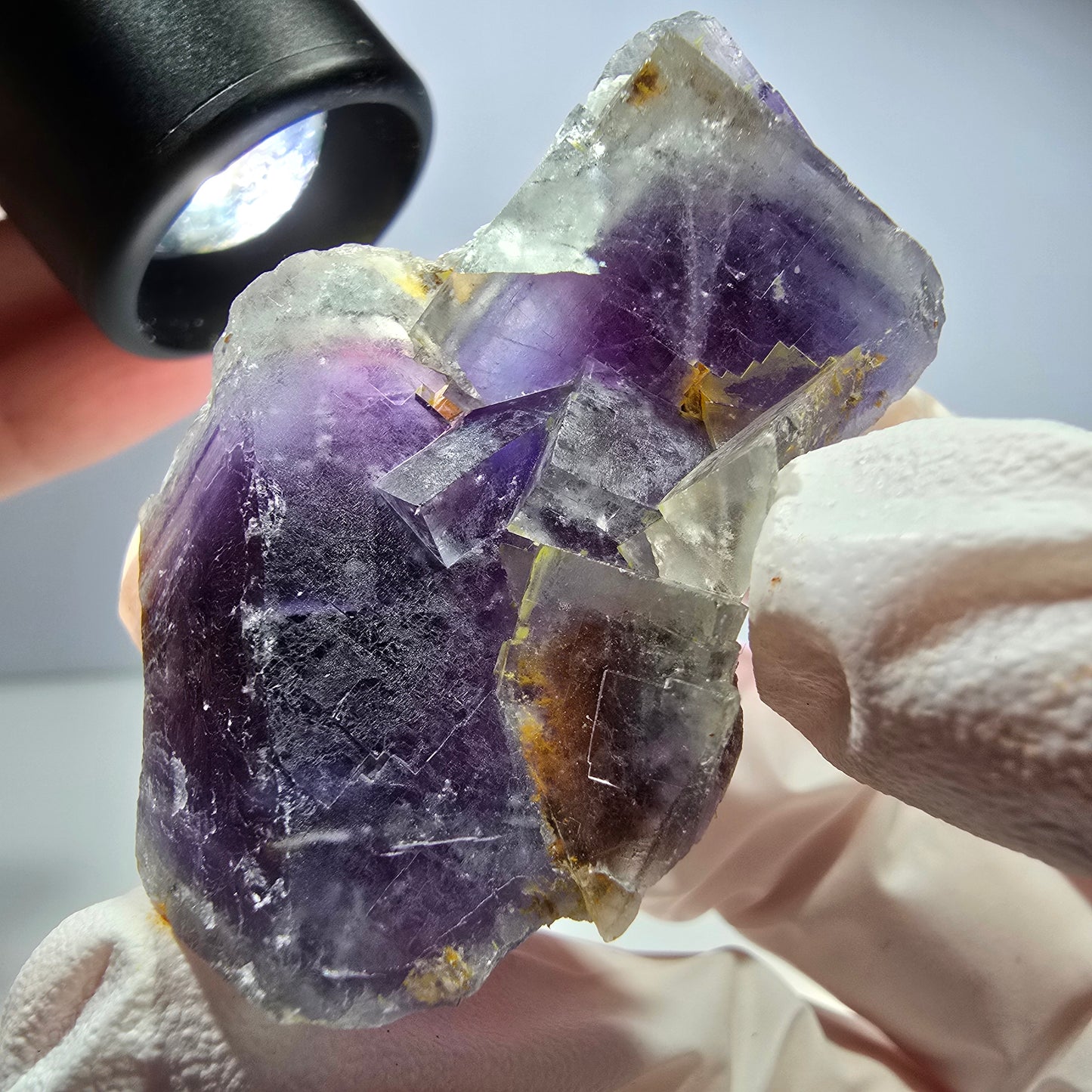 Phantom Fluorit Würfel Stufe, lila weiß Okorusu, Namibia 49*33*17mm