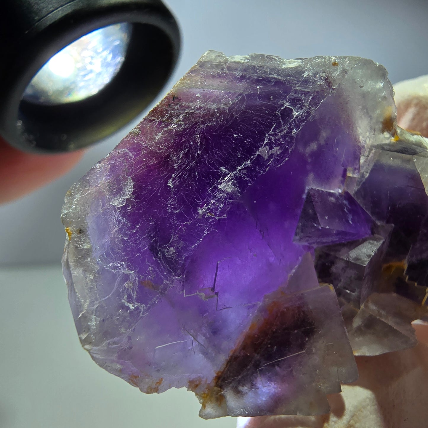 Phantom Fluorit Würfel Stufe, lila weiß Okorusu, Namibia 49*33*17mm