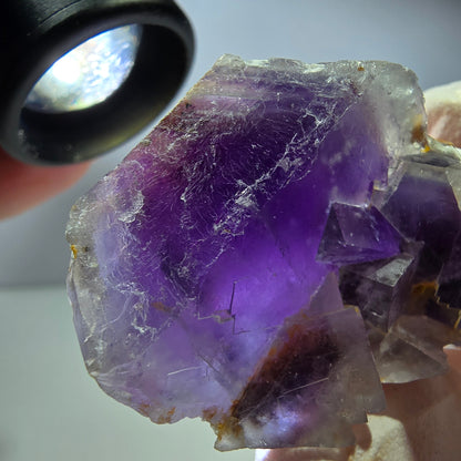 Phantom Fluorit Würfel Stufe, lila weiß Okorusu, Namibia 49*33*17mm