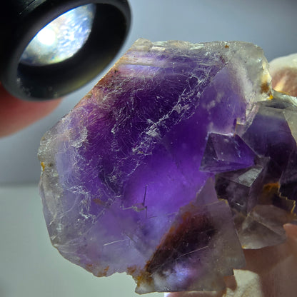 Phantom Fluorit Würfel Stufe, lila weiß Okorusu, Namibia 49*33*17mm