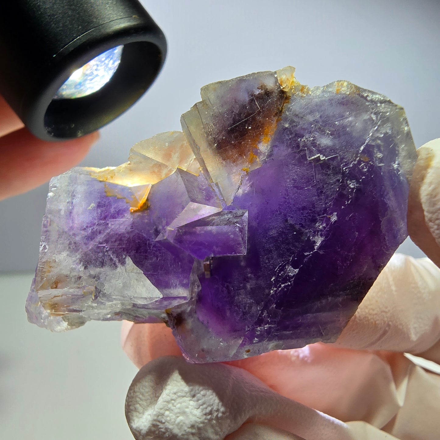 Phantom Fluorit Würfel Stufe, lila weiß Okorusu, Namibia 49*33*17mm