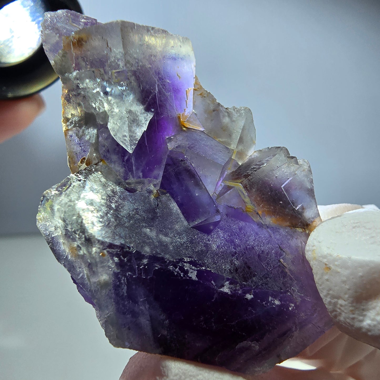 Phantom Fluorit Würfel Stufe, lila weiß Okorusu, Namibia 49*33*17mm