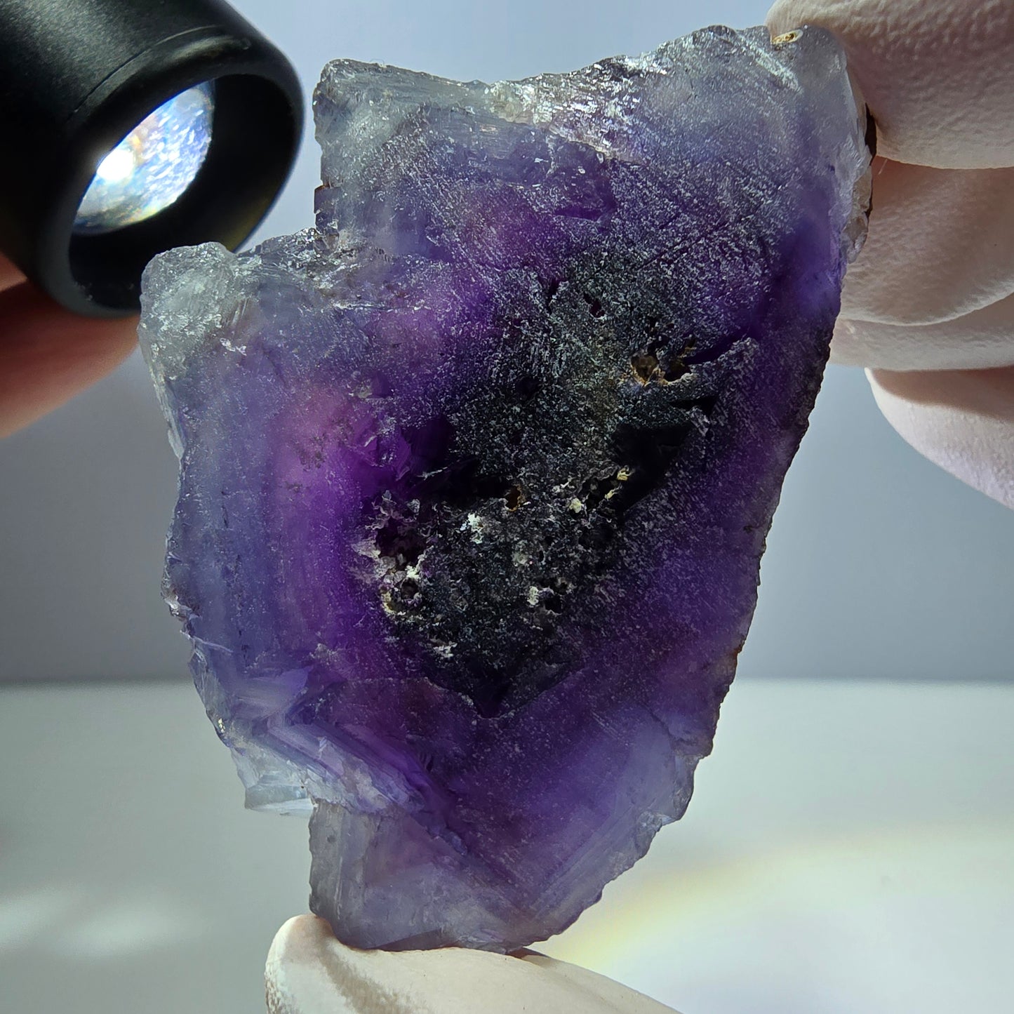 Phantom Fluorit Würfel Stufe, lila blau Okorusu, Namibia 61*40*29mm