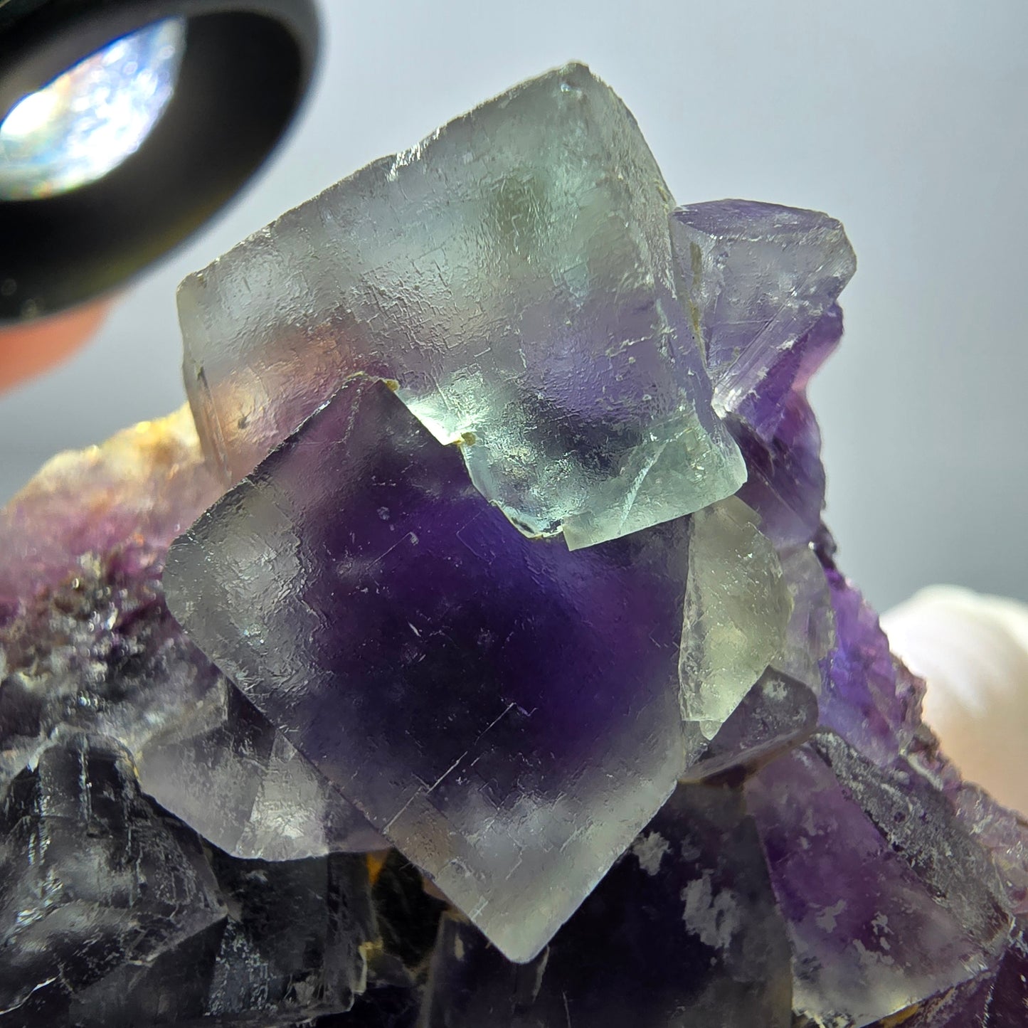 Phantom Fluorit Würfel Stufe, grün lila Okorusu, Namibia 43*44*20mm