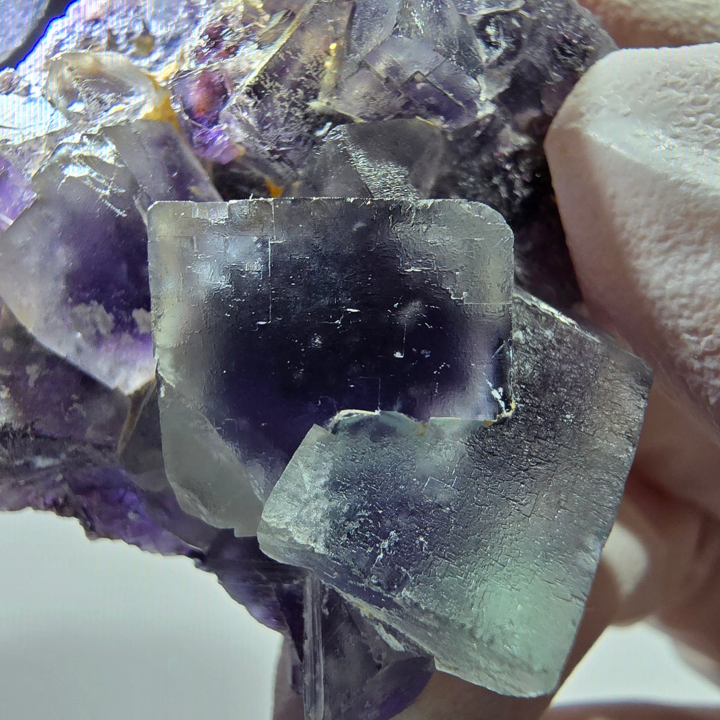 Phantom Fluorit Würfel Stufe, grün lila Okorusu, Namibia 43*44*20mm