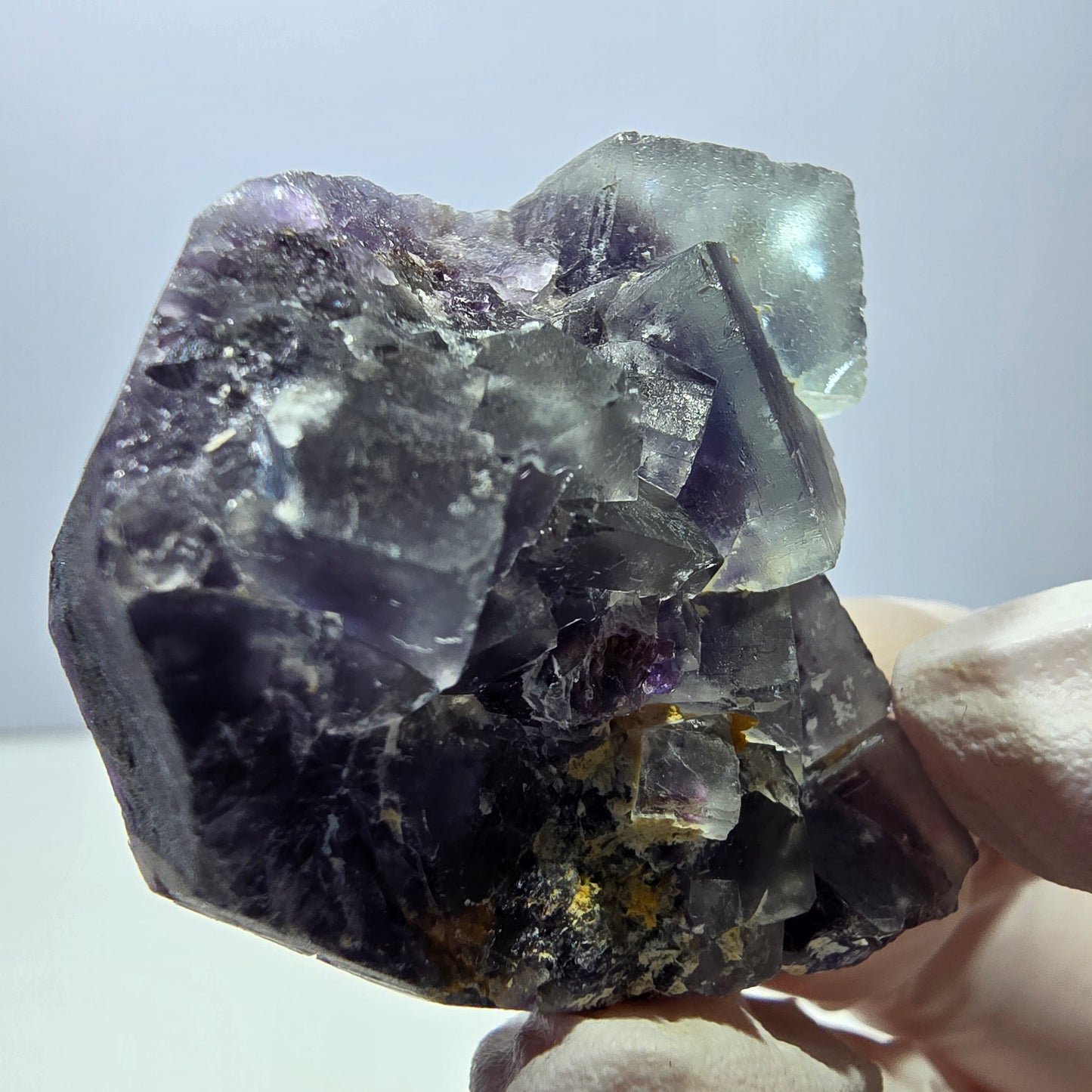 Phantom Fluorit Würfel Stufe, grün lila Okorusu, Namibia 43*44*20mm