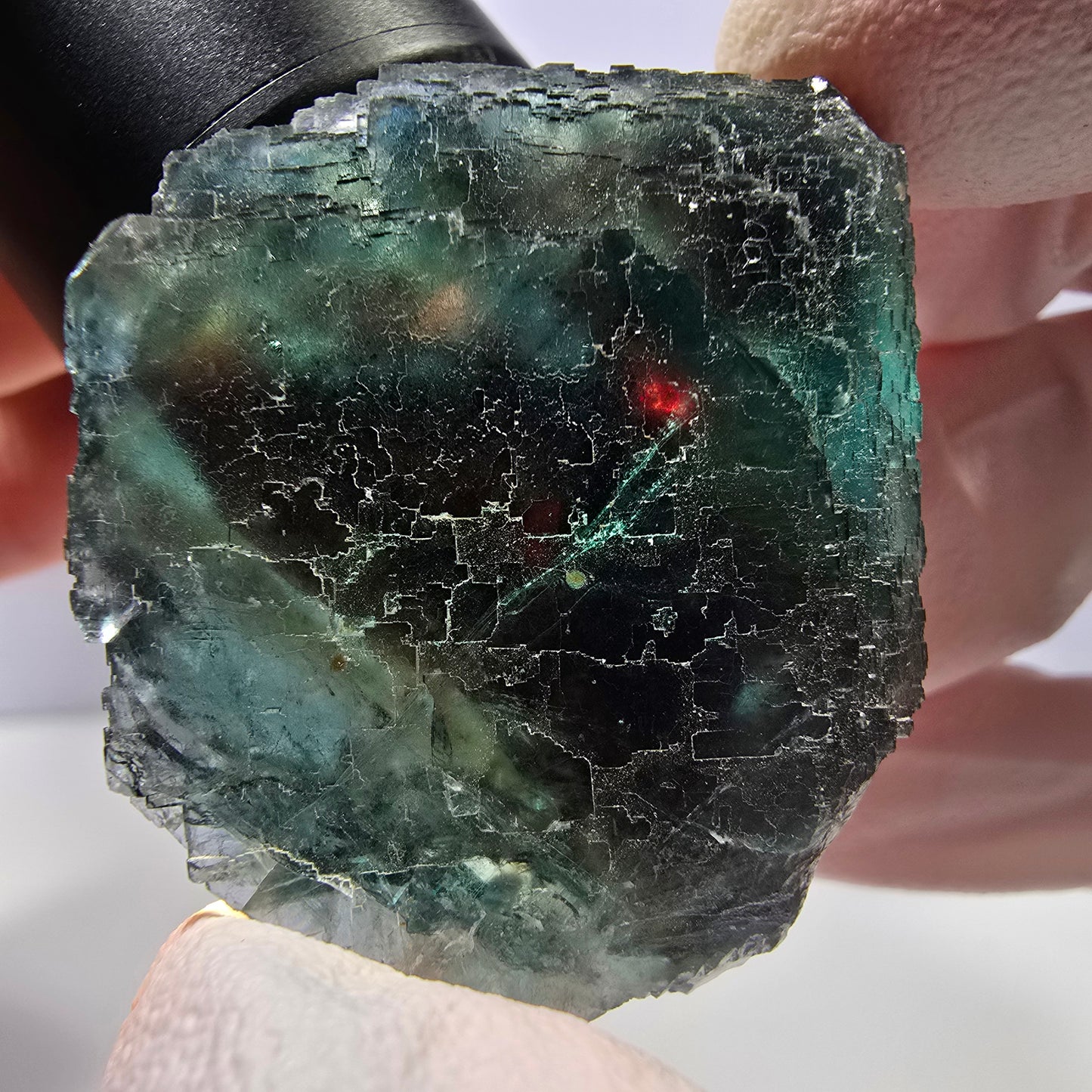 Phantom Fluorit Würfel Stufe, grün braun parkettiert Okorusu, Namibia 37*33*25mm