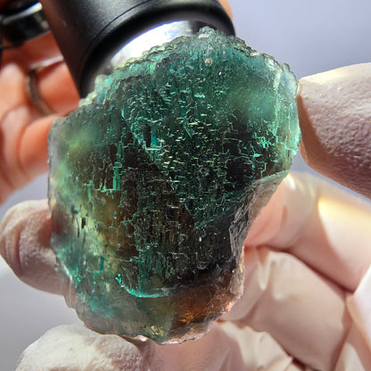 Phantom Fluorit Würfel Stufe, grün braun parkettiert Okorusu, Namibia 37*33*25mm