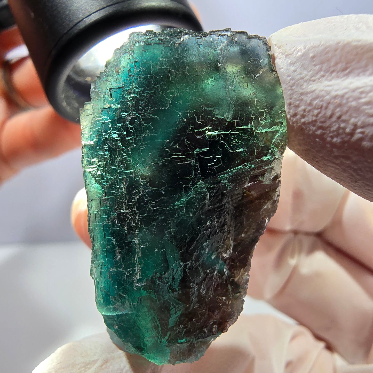 Phantom Fluorit Würfel Stufe, grün braun parkettiert Okorusu, Namibia 37*33*25mm