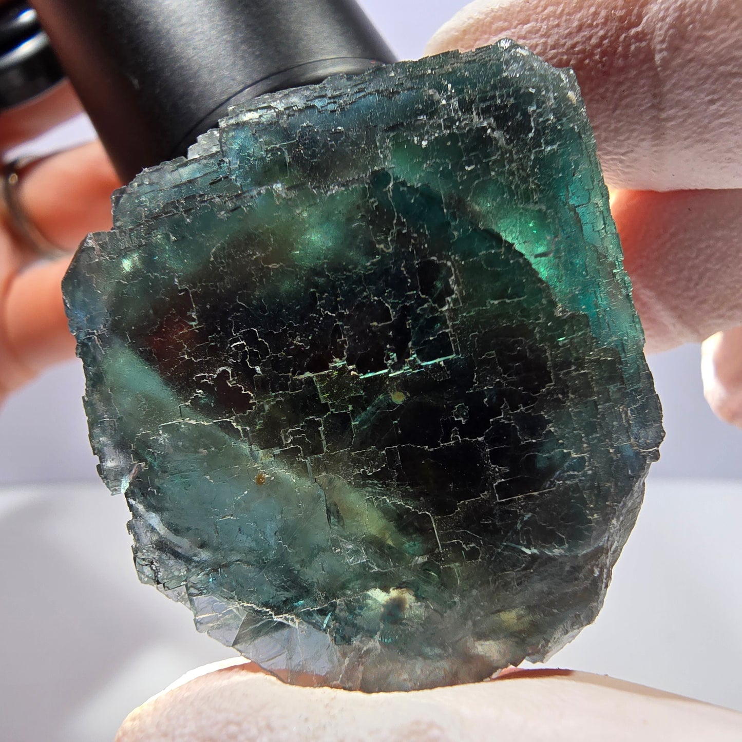 Phantom Fluorit Würfel Stufe, grün braun parkettiert Okorusu, Namibia 37*33*25mm