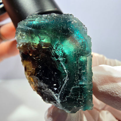 Phantom Fluorit Würfel Stufe, grün braun parkettiert Okorusu, Namibia 37*33*25mm