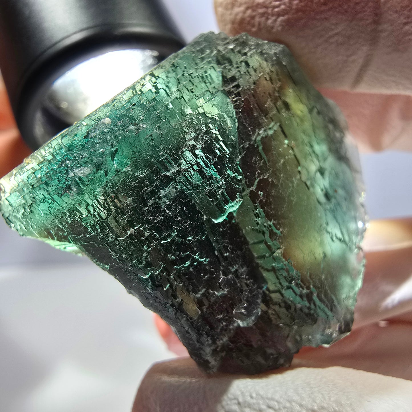 Phantom Fluorit Würfel Stufe, grün braun parkettiert Okorusu, Namibia 37*33*25mm