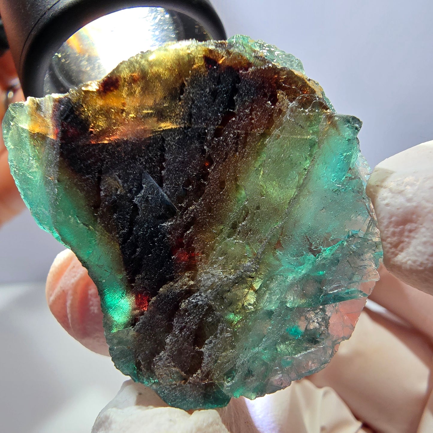 Phantom Fluorit Würfel Stufe, grün braun parkettiert Okorusu, Namibia 37*33*25mm