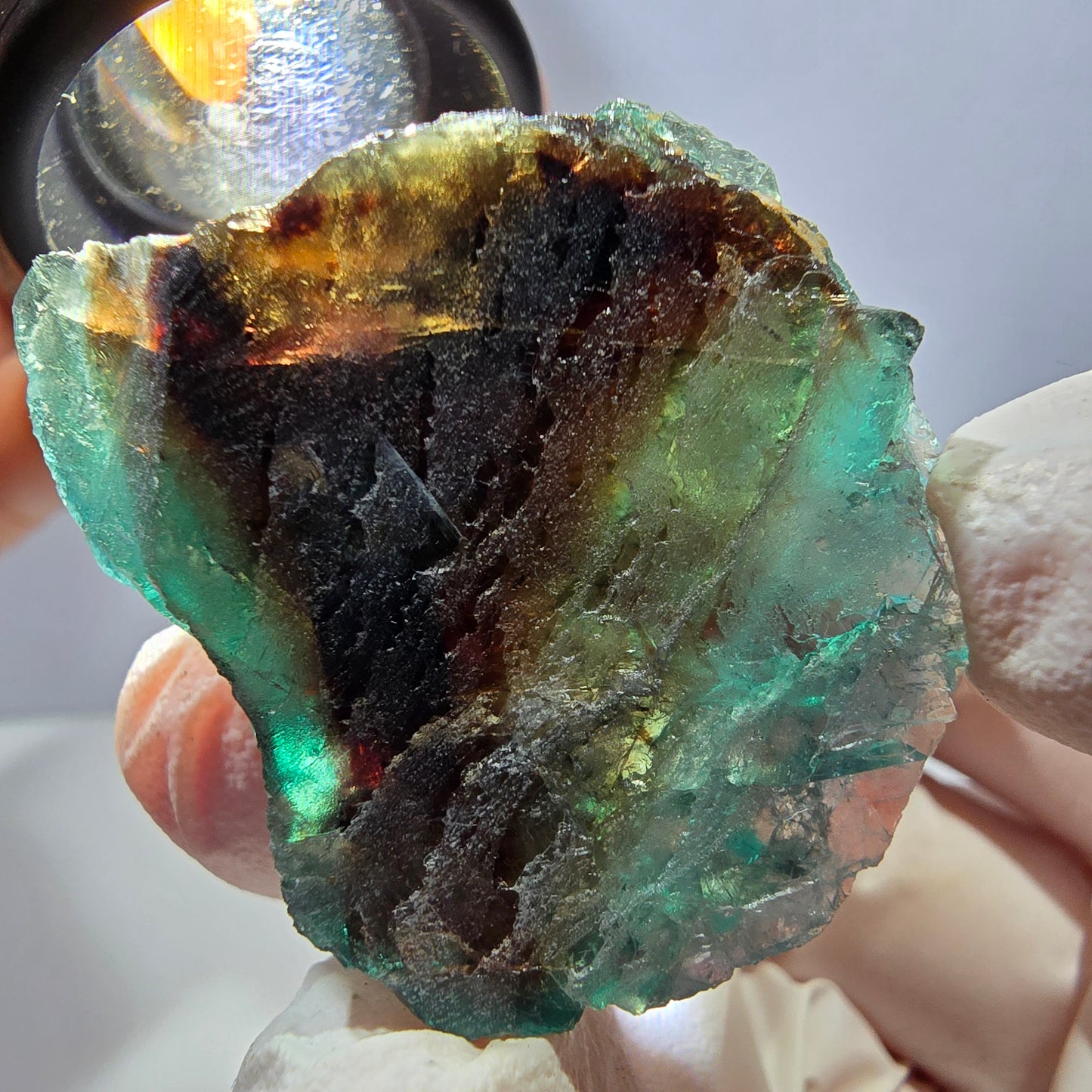 Phantom Fluorit Würfel Stufe, grün braun parkettiert Okorusu, Namibia 37*33*25mm