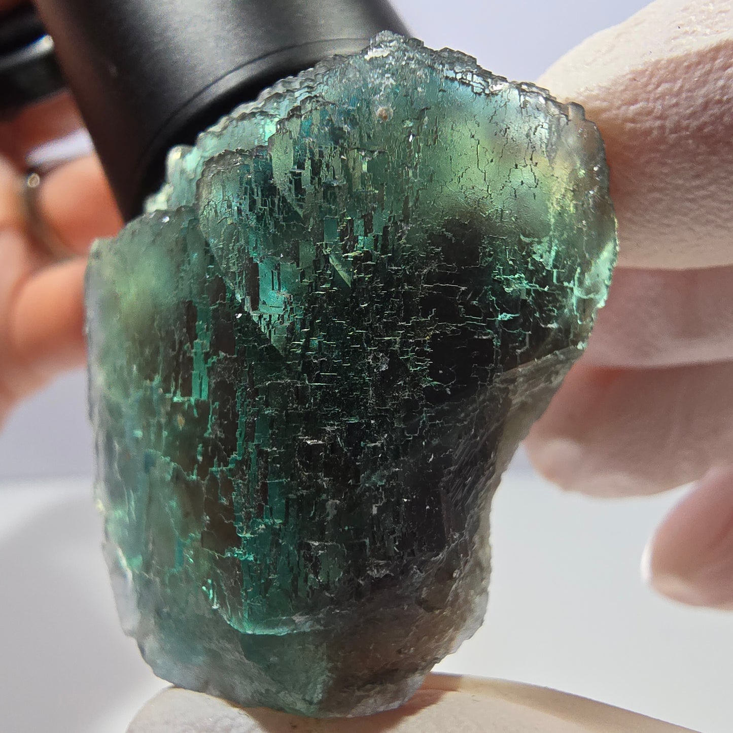 Phantom Fluorit Würfel Stufe, grün braun parkettiert Okorusu, Namibia 37*33*25mm