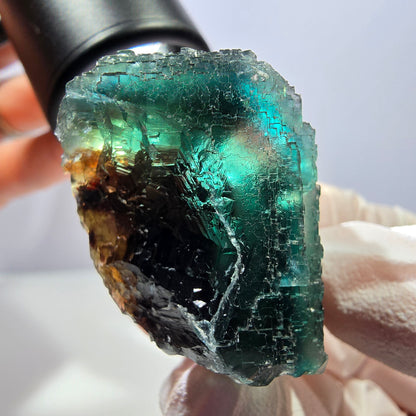 Phantom Fluorit Würfel Stufe, grün braun parkettiert Okorusu, Namibia 37*33*25mm