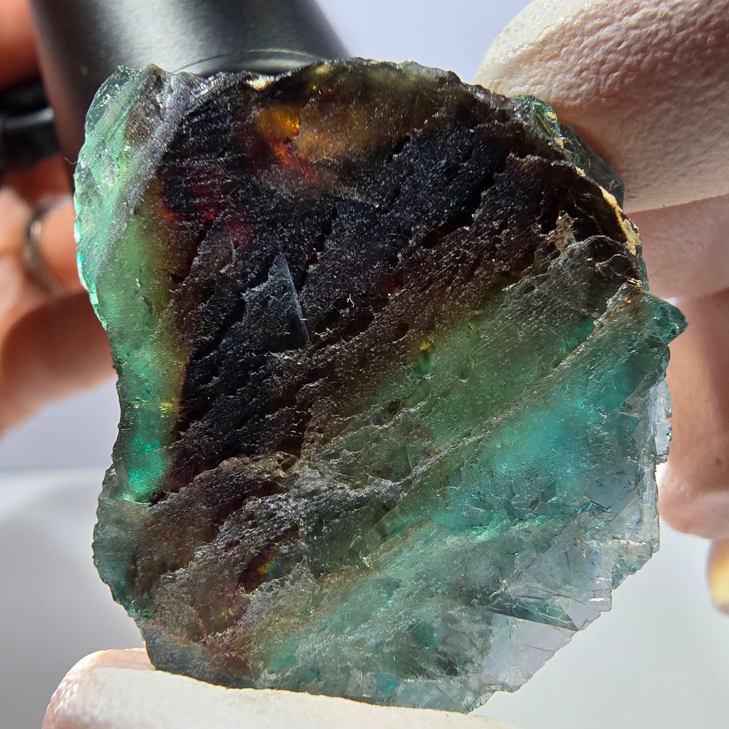 Phantom Fluorit Würfel Stufe, grün braun parkettiert Okorusu, Namibia 37*33*25mm