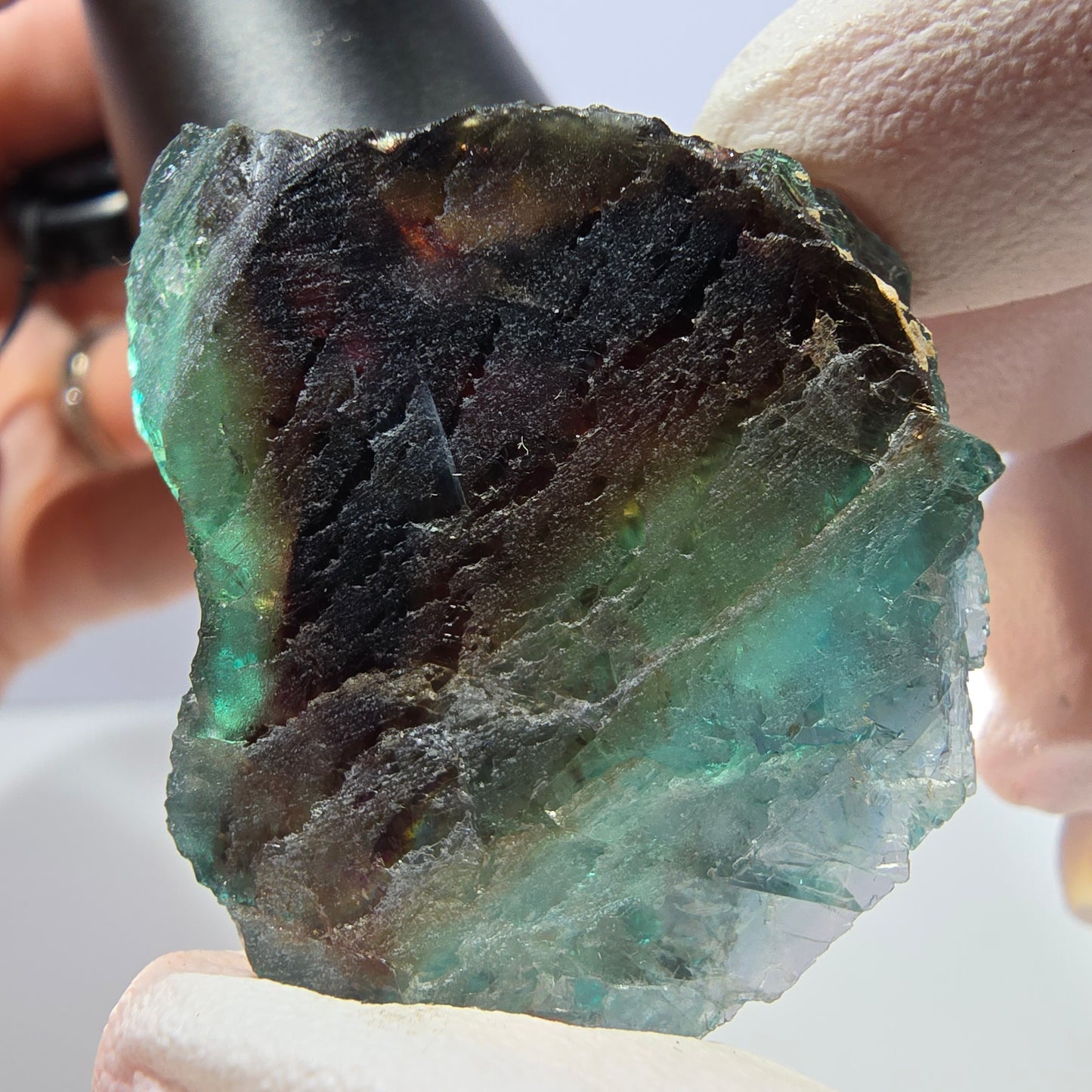 Phantom Fluorit Würfel Stufe, grün braun parkettiert Okorusu, Namibia 37*33*25mm