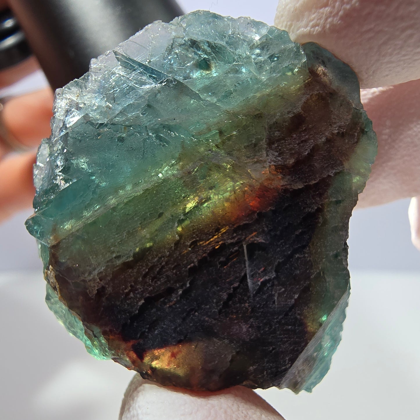 Phantom Fluorit Würfel Stufe, grün braun parkettiert Okorusu, Namibia 37*33*25mm