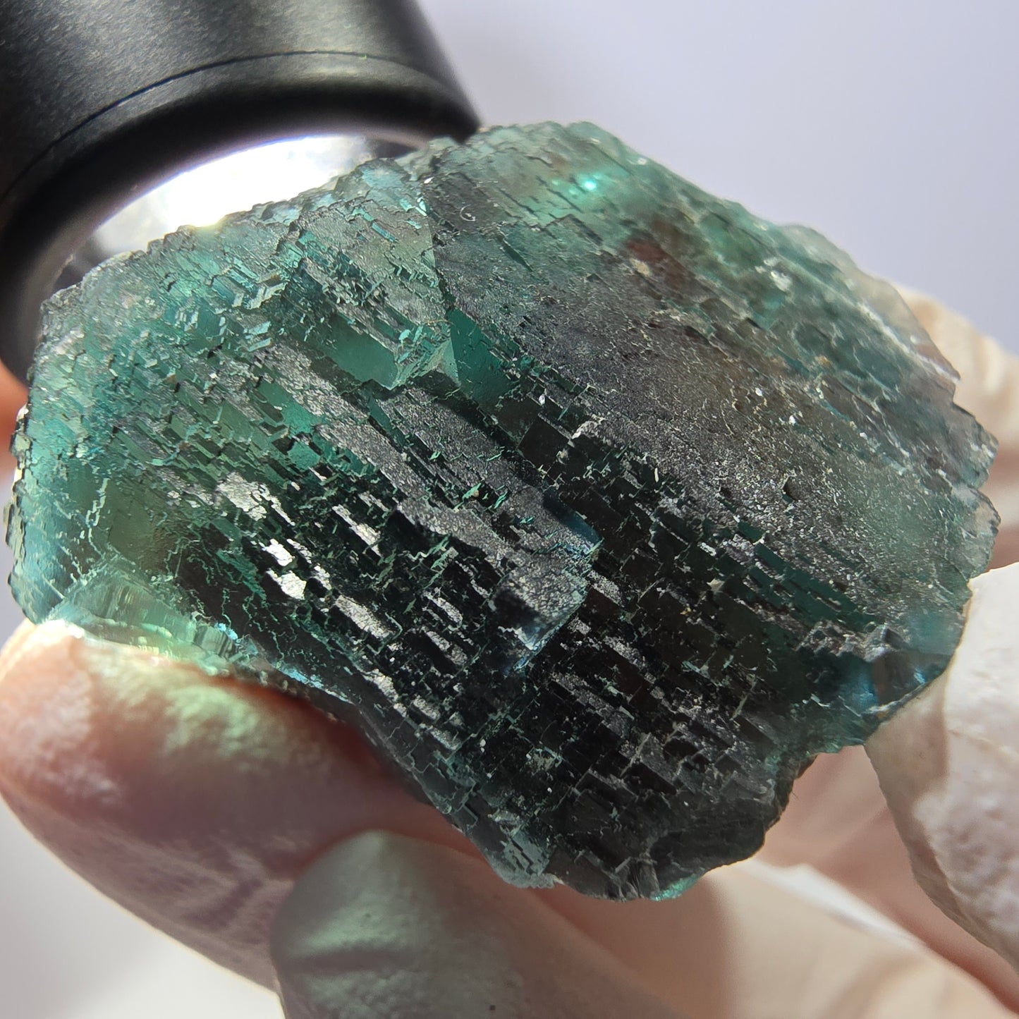 Phantom Fluorit Würfel Stufe, grün braun parkettiert Okorusu, Namibia 37*33*25mm