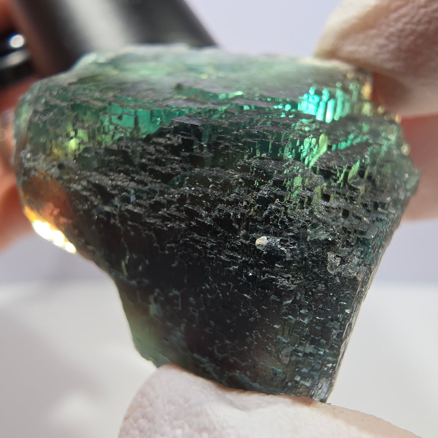 Phantom Fluorit Würfel Stufe, grün braun parkettiert Okorusu, Namibia 37*33*25mm