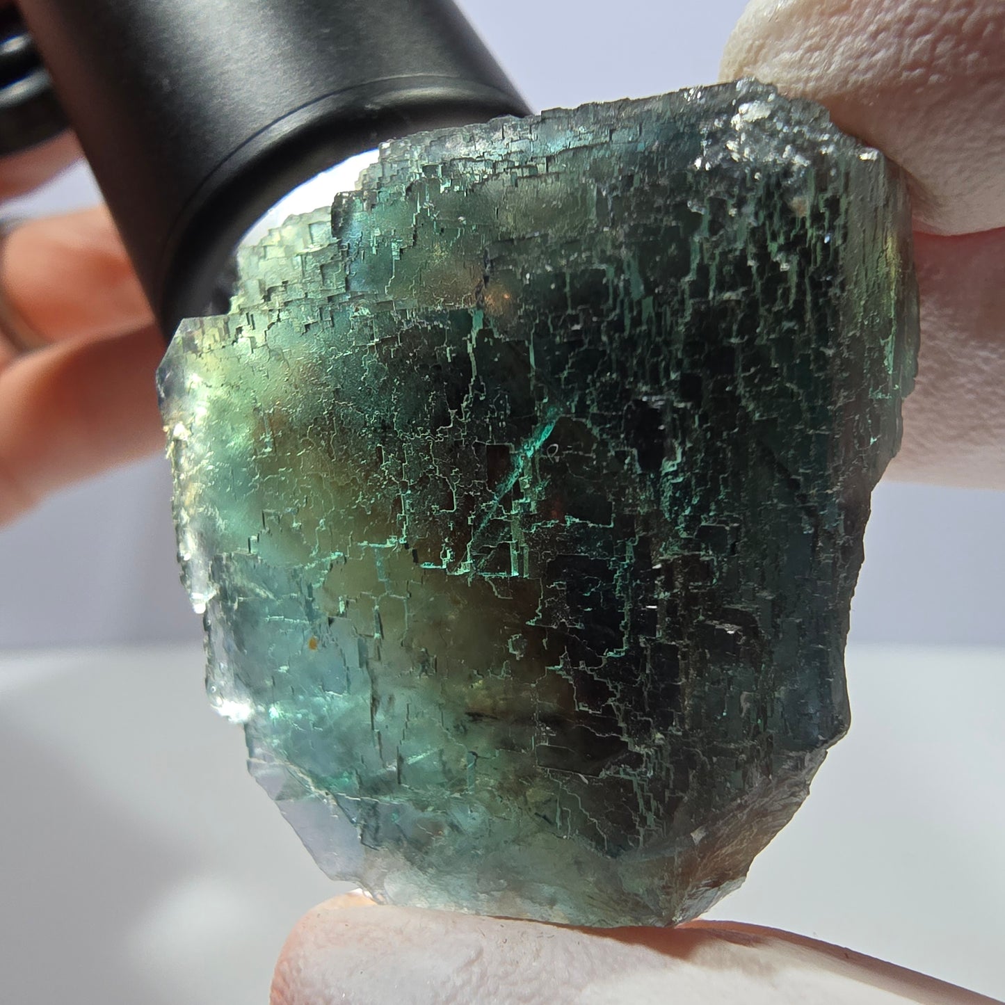 Phantom Fluorit Würfel Stufe, grün braun parkettiert Okorusu, Namibia 37*33*25mm