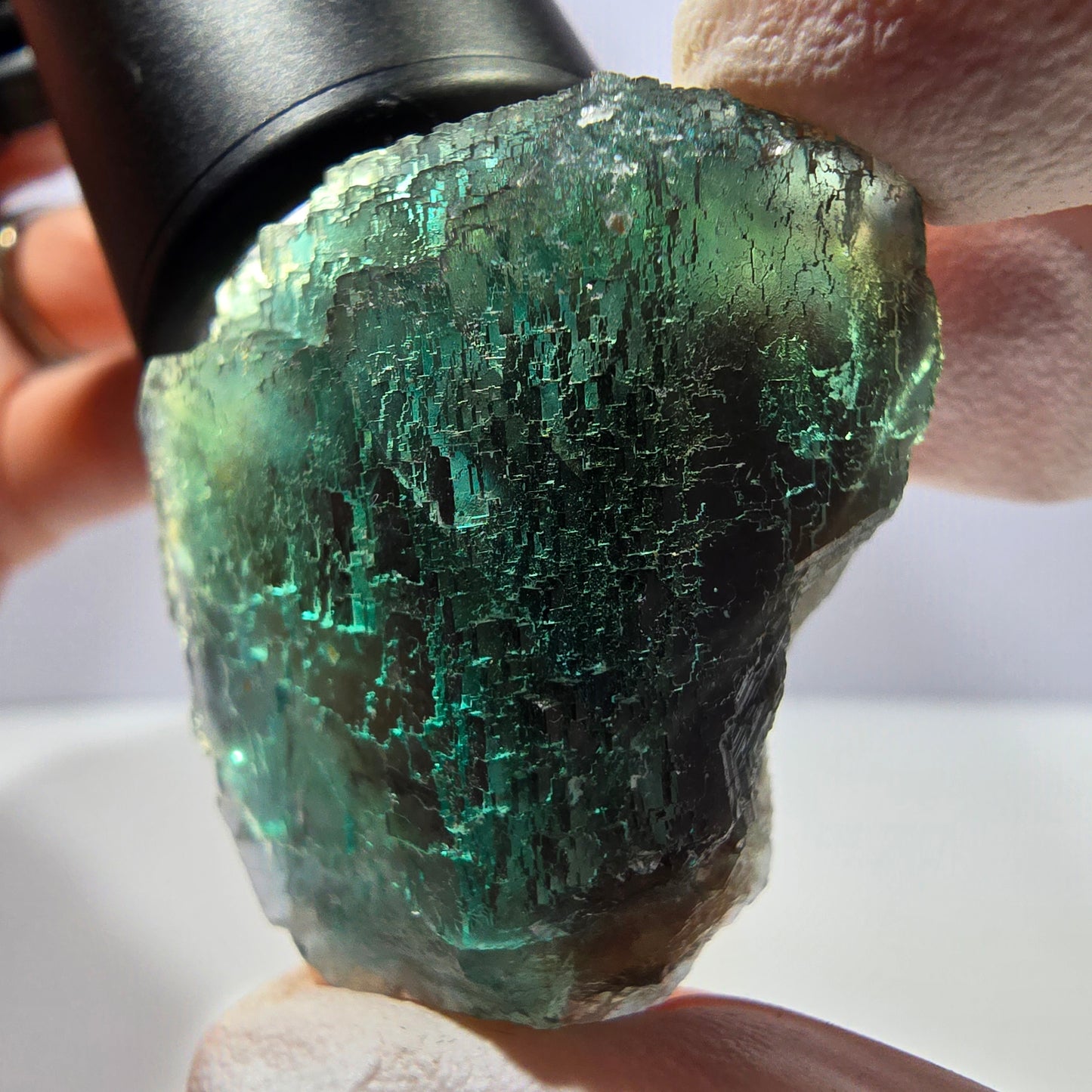 Phantom Fluorit Würfel Stufe, grün braun parkettiert Okorusu, Namibia 37*33*25mm