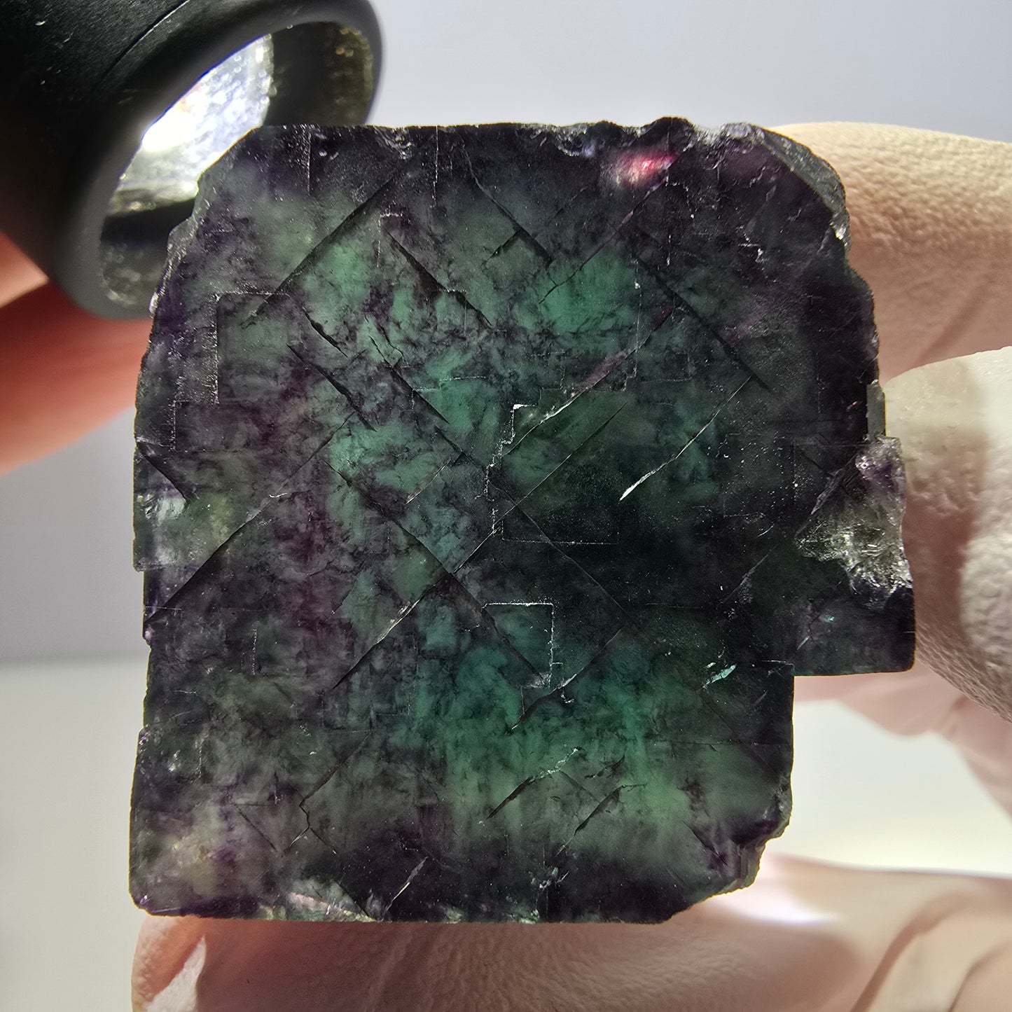 Phantom Fluorit Würfel Stufe, grün lila Okorusu, Namibia 33*32*25mm