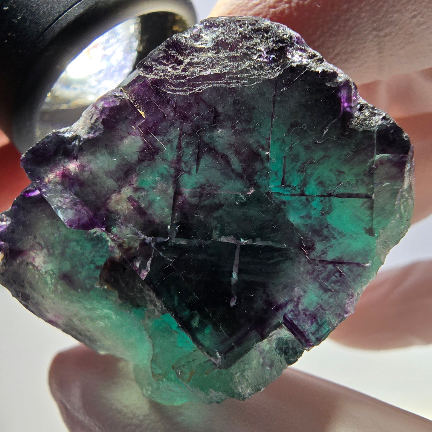 Phantom Fluorit Würfel Stufe, grün lila Okorusu, Namibia 33*32*25mm