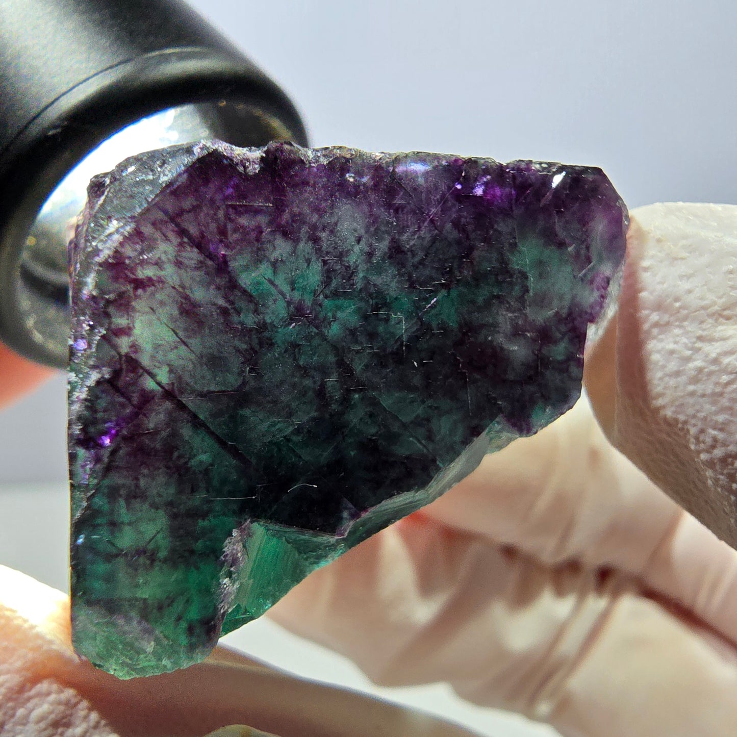 Phantom Fluorit Würfel Stufe, grün lila Okorusu, Namibia 33*32*25mm