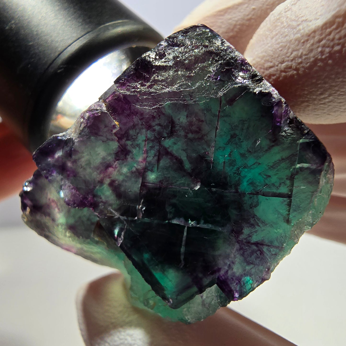 Phantom Fluorit Würfel Stufe, grün lila Okorusu, Namibia 33*32*25mm