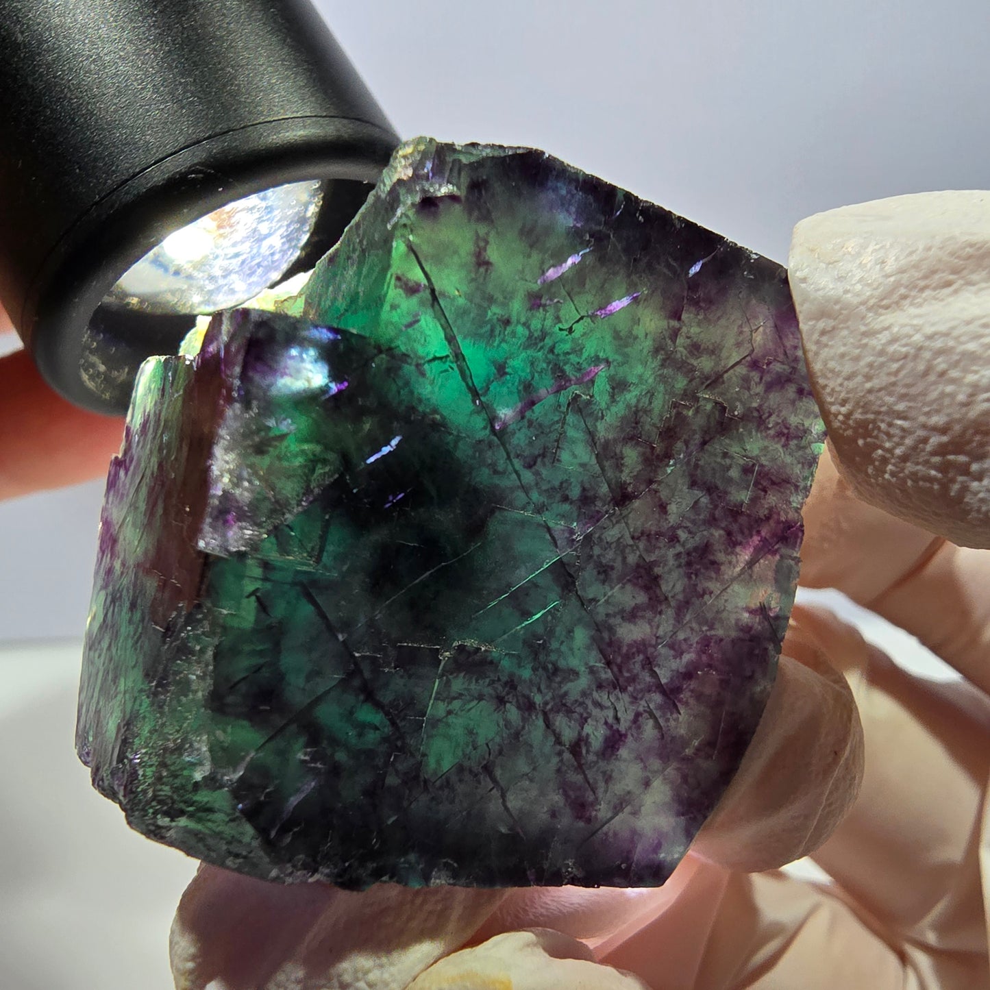 Phantom Fluorit Würfel Stufe, grün lila Okorusu, Namibia 33*32*25mm