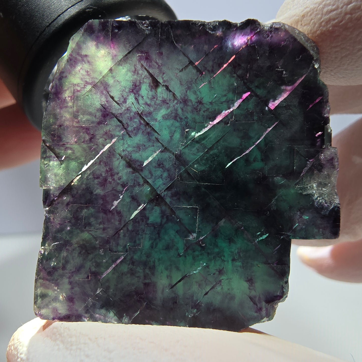 Phantom Fluorit Würfel Stufe, grün lila Okorusu, Namibia 33*32*25mm