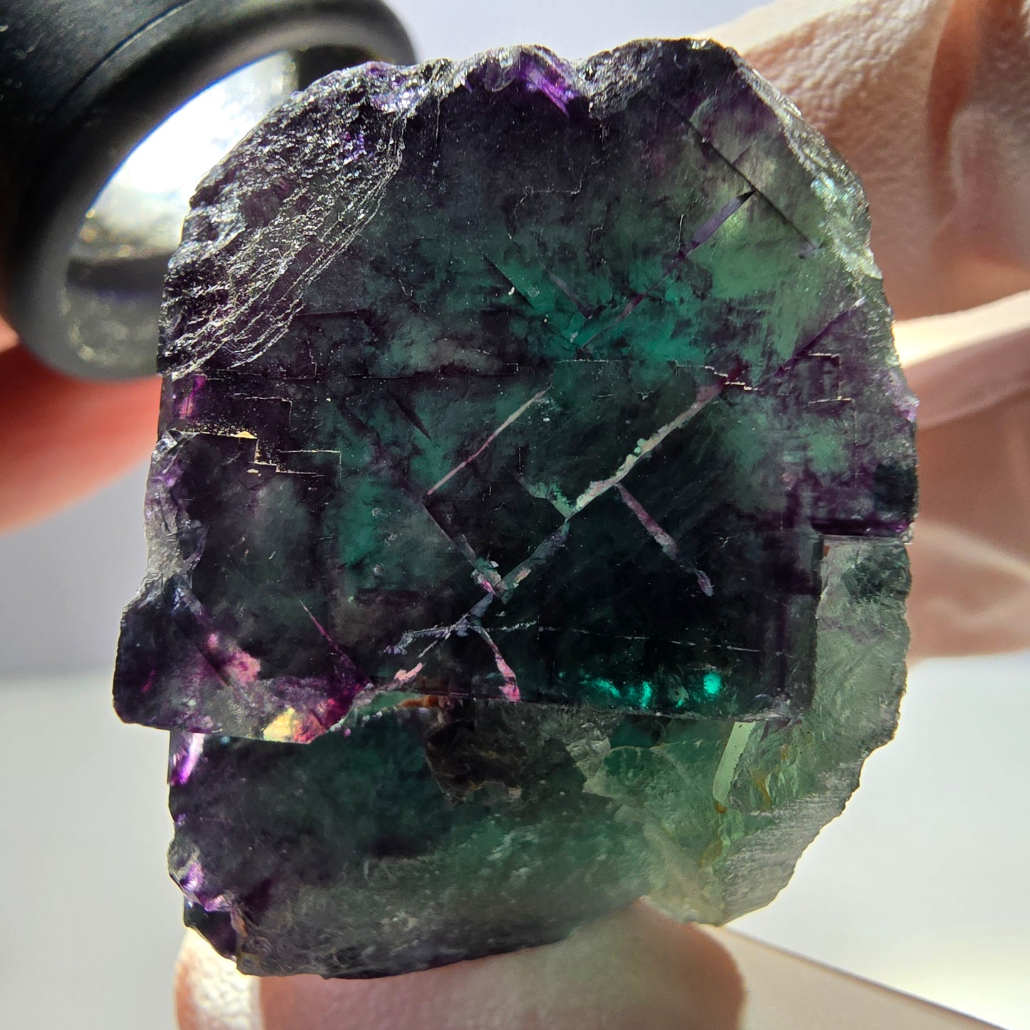 Phantom Fluorit Würfel Stufe, grün lila Okorusu, Namibia 33*32*25mm