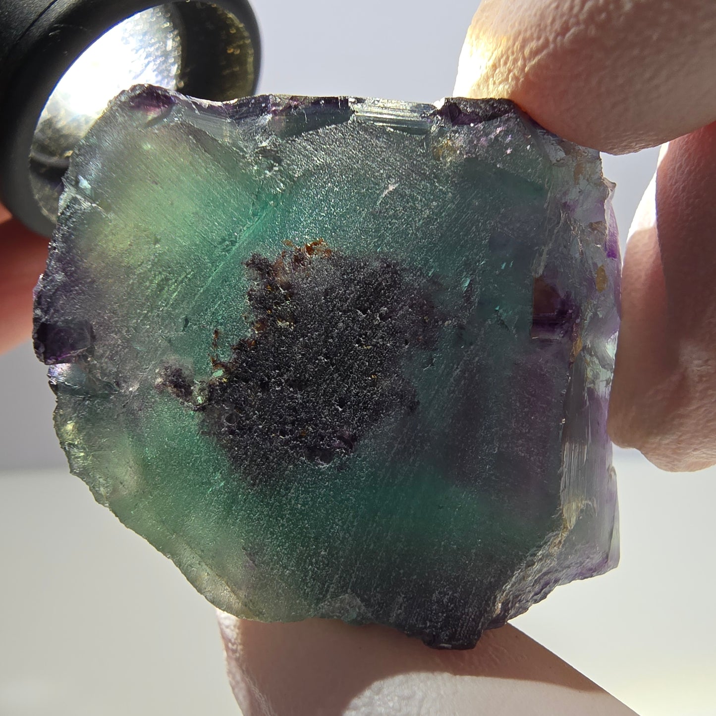 Phantom Fluorit Würfel Stufe, grün lila Okorusu, Namibia 33*32*25mm