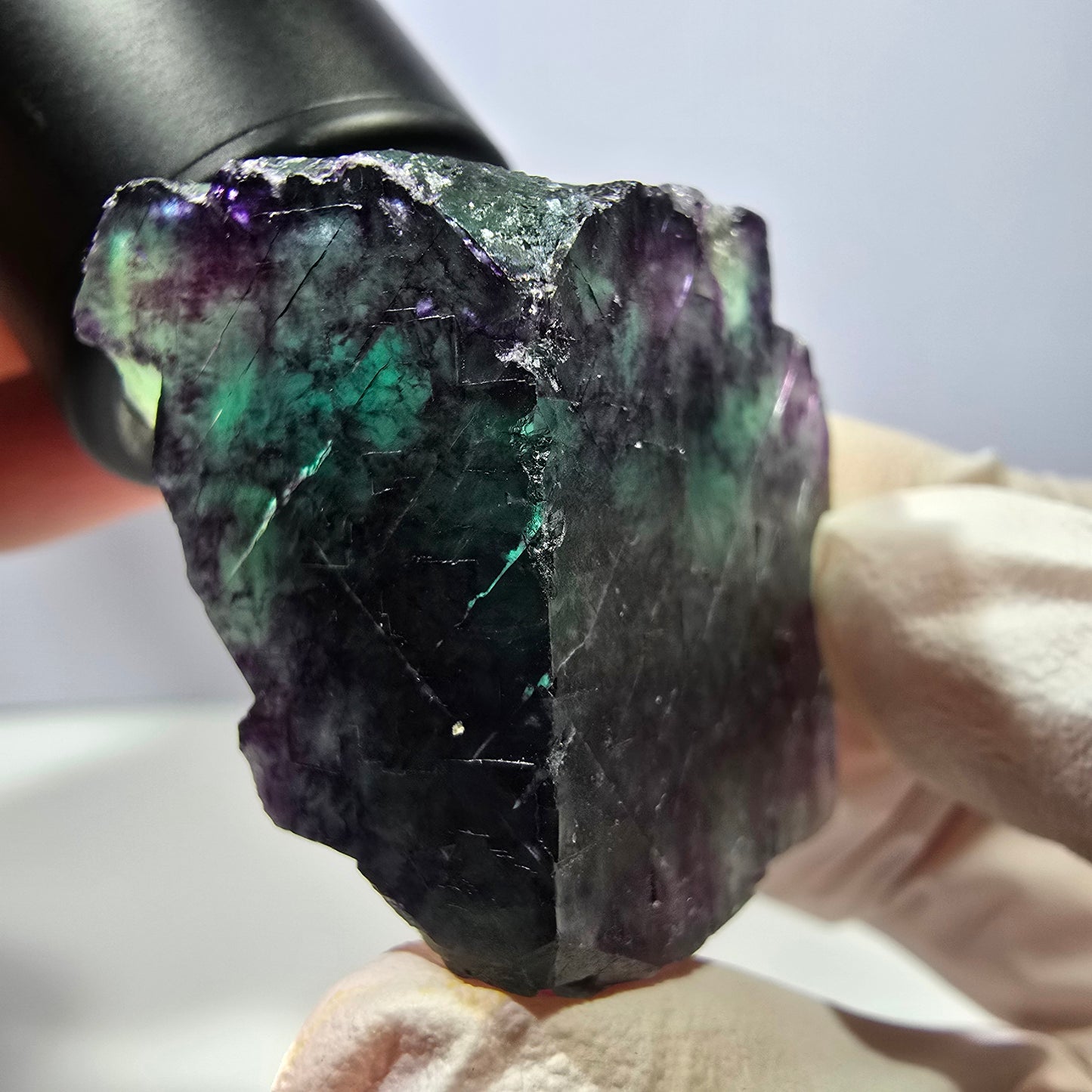 Phantom Fluorit Würfel Stufe, grün lila Okorusu, Namibia 33*32*25mm