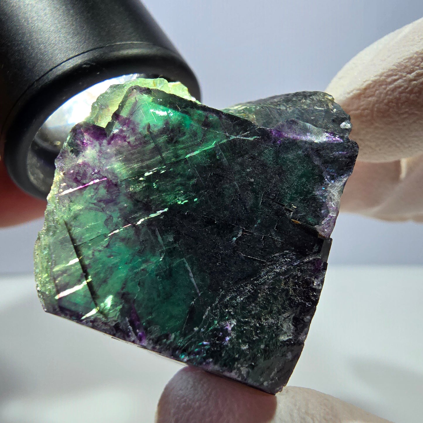 Phantom Fluorit Würfel Stufe, grün lila Okorusu, Namibia 33*32*25mm