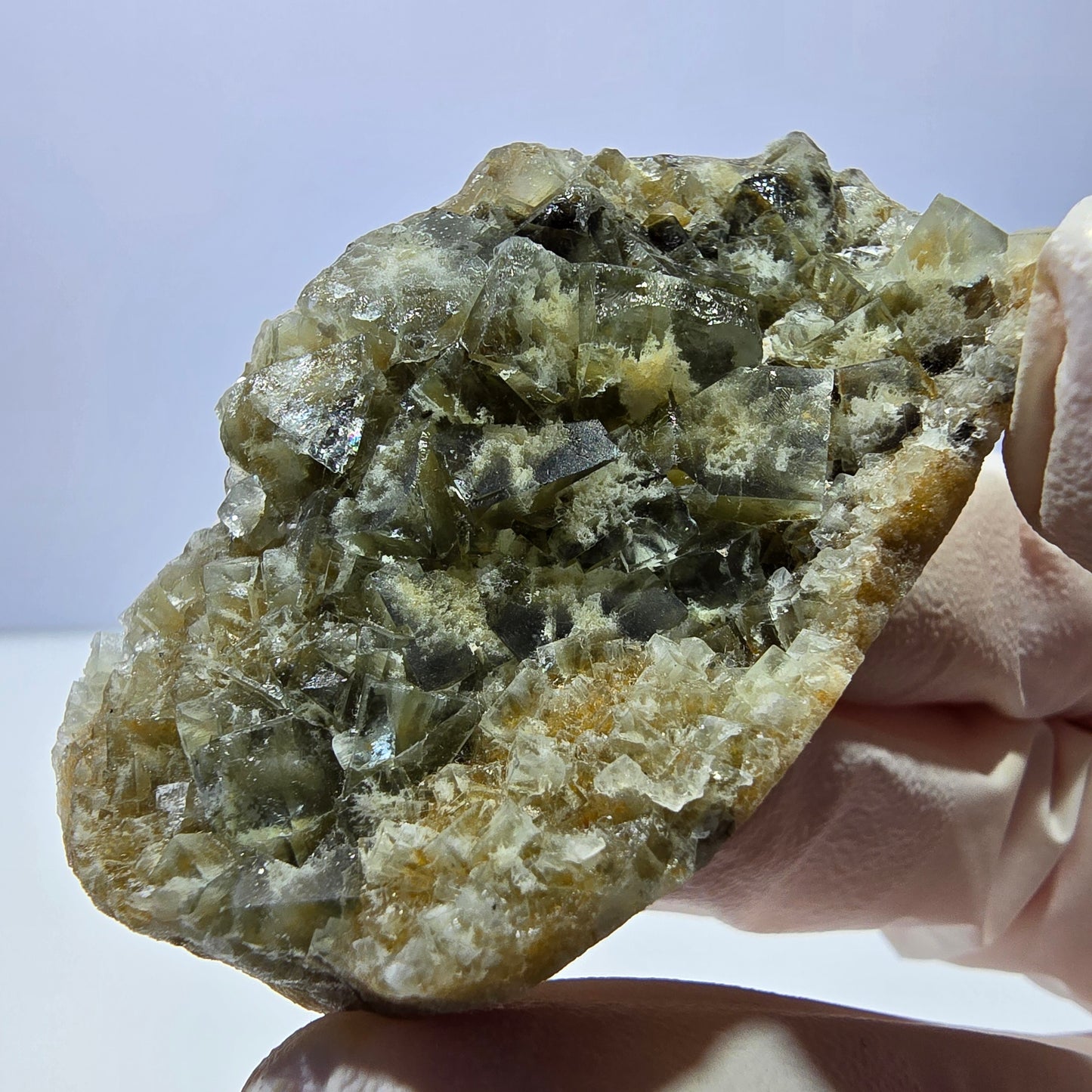 Phantom Fluorit Würfel Stufe, gelb grün Okorusu, Namibia 55*35*16mm