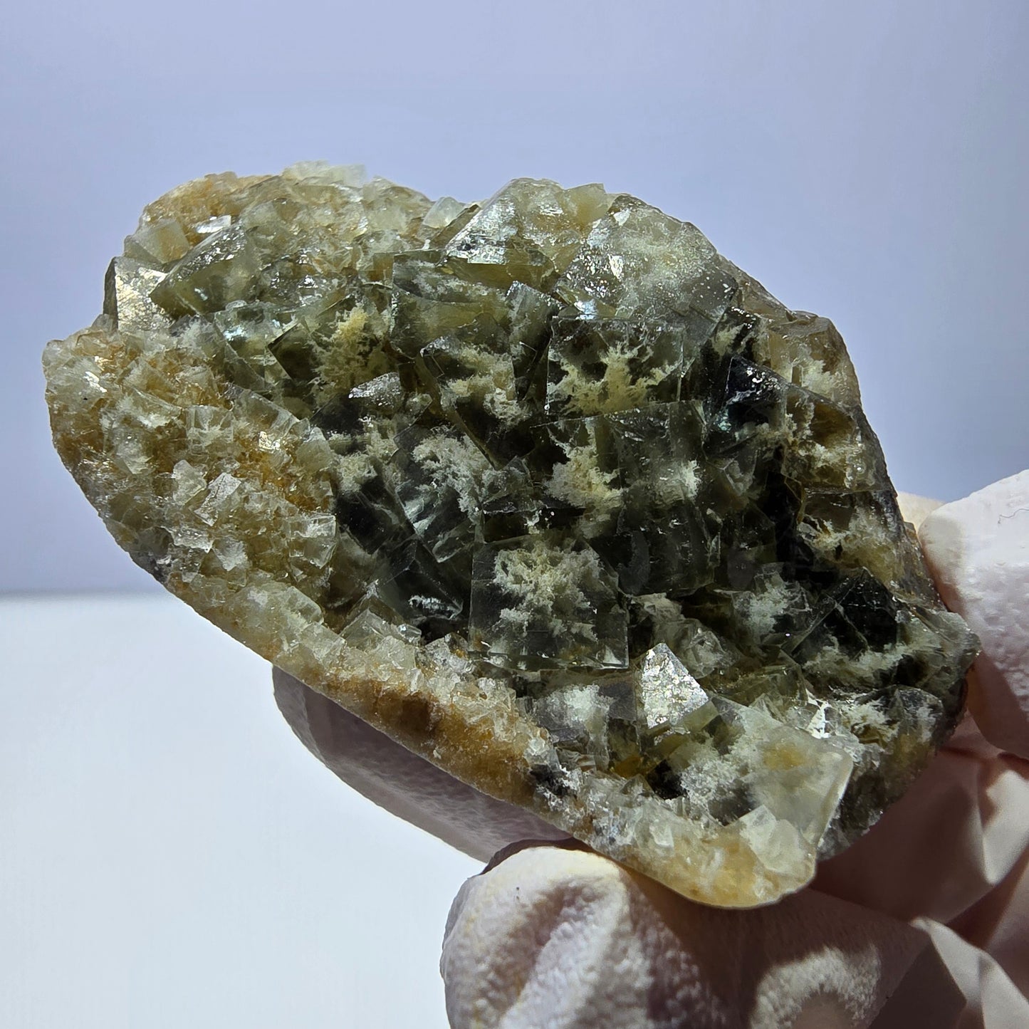 Phantom Fluorit Würfel Stufe, gelb grün Okorusu, Namibia 55*35*16mm