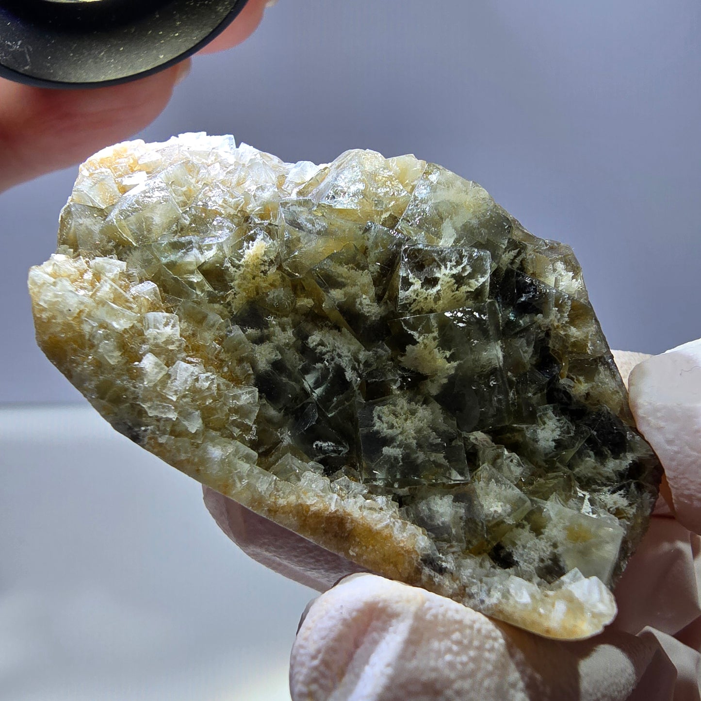 Phantom Fluorit Würfel Stufe, gelb grün Okorusu, Namibia 55*35*16mm