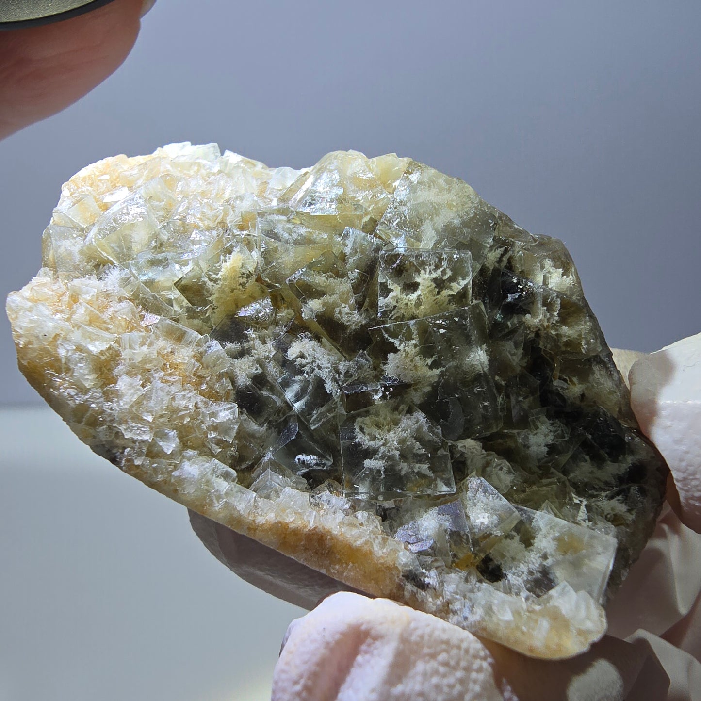 Phantom Fluorit Würfel Stufe, gelb grün Okorusu, Namibia 55*35*16mm