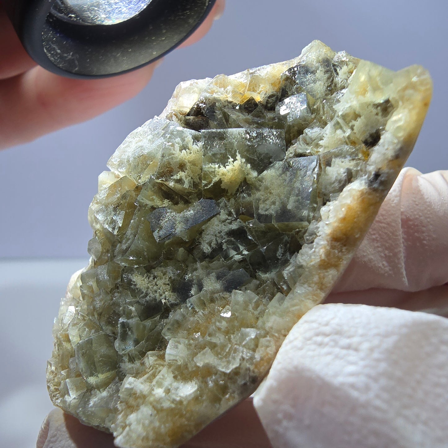 Phantom Fluorit Würfel Stufe, gelb grün Okorusu, Namibia 55*35*16mm