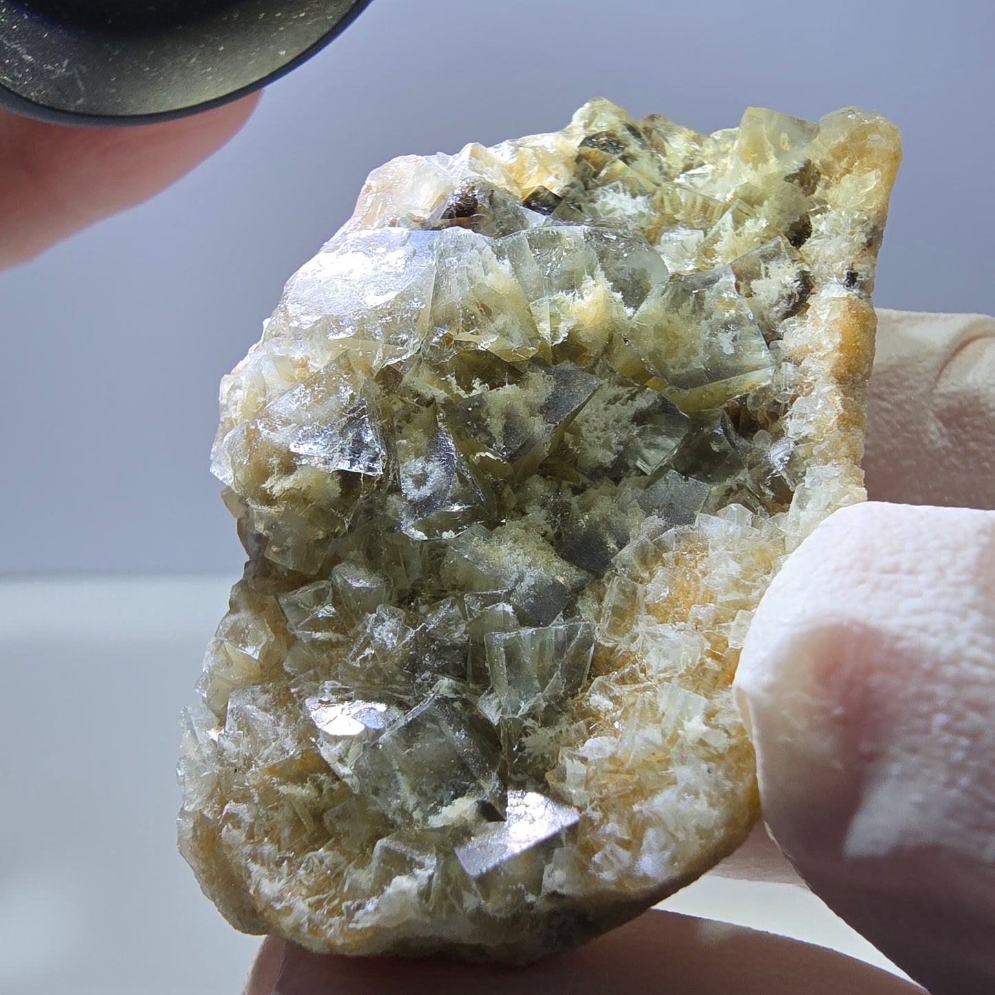 Phantom Fluorit Würfel Stufe, gelb grün Okorusu, Namibia 55*35*16mm