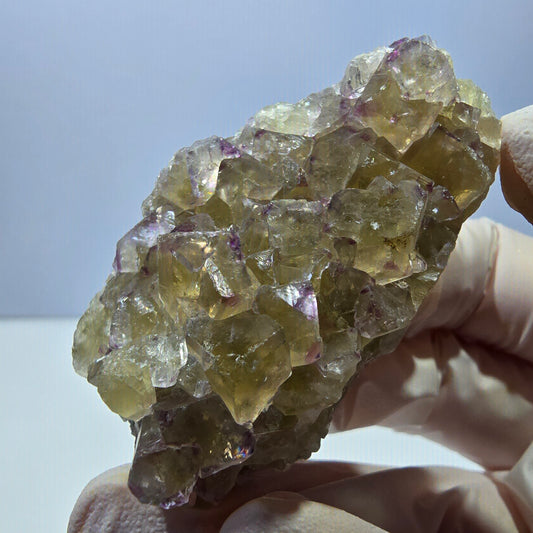 Phantom Fluorit Würfel Stufe, gelb lila Okorusu, Namibia 54*31*19mm