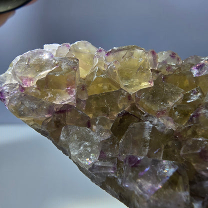 Phantom Fluorit Würfel Stufe, gelb lila Okorusu, Namibia 54*31*19mm