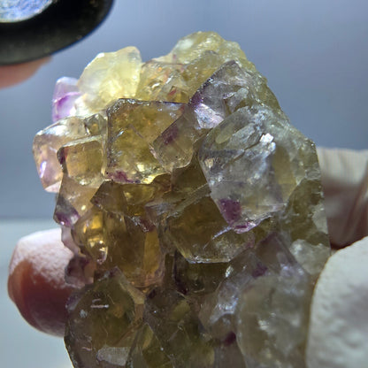 Phantom Fluorit Würfel Stufe, gelb lila Okorusu, Namibia 54*31*19mm