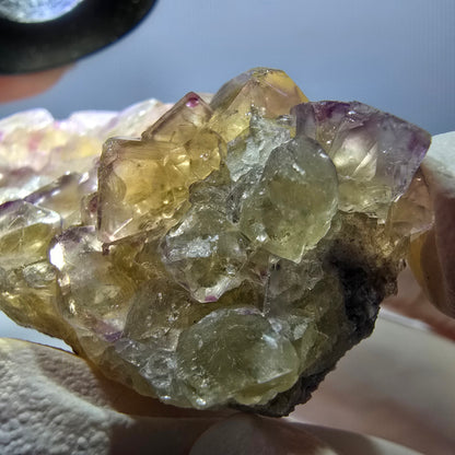 Phantom Fluorit Würfel Stufe, gelb lila Okorusu, Namibia 54*31*19mm